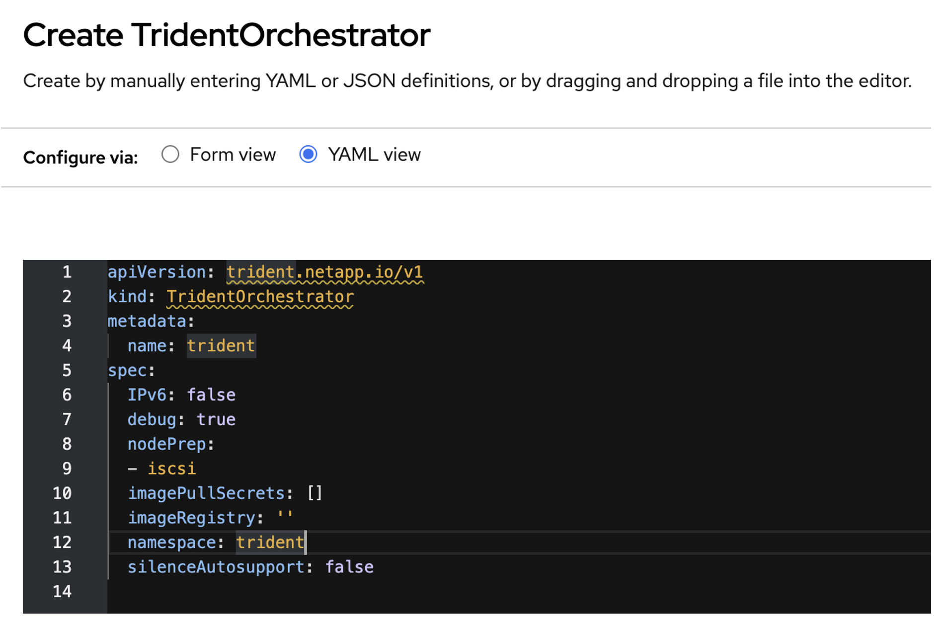 Create Trident operator instance